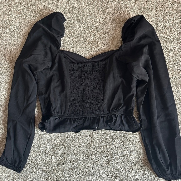 NWT B.O.G Collective Black Cropped Top peplum - Picture 4 of 6